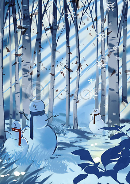 사람없음 PSD 일러스트 겨울 겨울배경 계절백그라운드 나무 눈(날씨) 눈사람 눈송이 백그라운드 설원 숲 햇빛