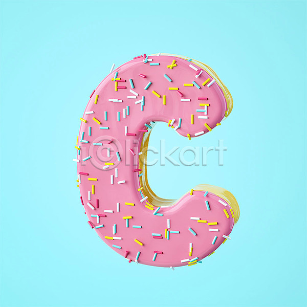 사람없음 3D PSD 디지털합성 편집이미지 3D소스 C 대문자 도넛 디저트 백그라운드 알파벳 영어 오브젝트 타이포그라피 텍스트 편집소스 하늘색 한개