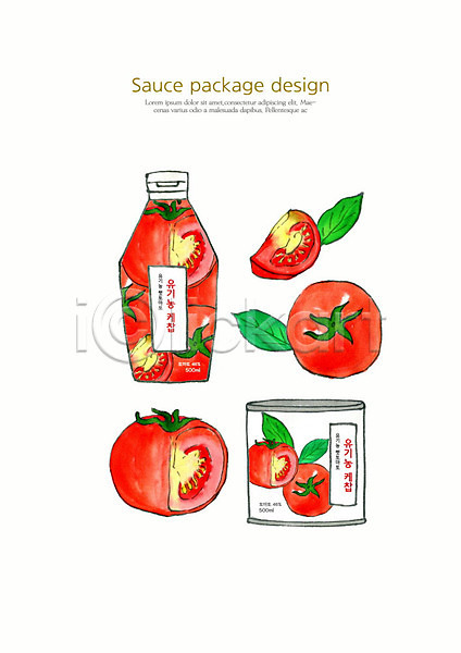 사람없음 PSD 일러스트 소스(음식) 수채화(물감) 용기(그릇) 유기농 케첩 토마토 패키지 포장용기