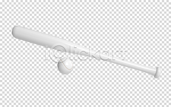 사람없음 3D PNG 디지털합성 편집이미지 3D소스 야구공 야구방망이 오브젝트 편집 편집소스 한개 흰색