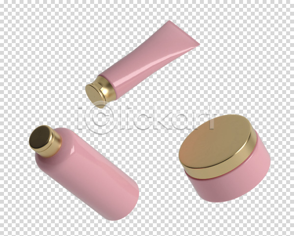 사람없음 3D PNG 디지털합성 편집이미지 3D소스 금색 분홍색 오브젝트 편집 편집소스 한개 화장품