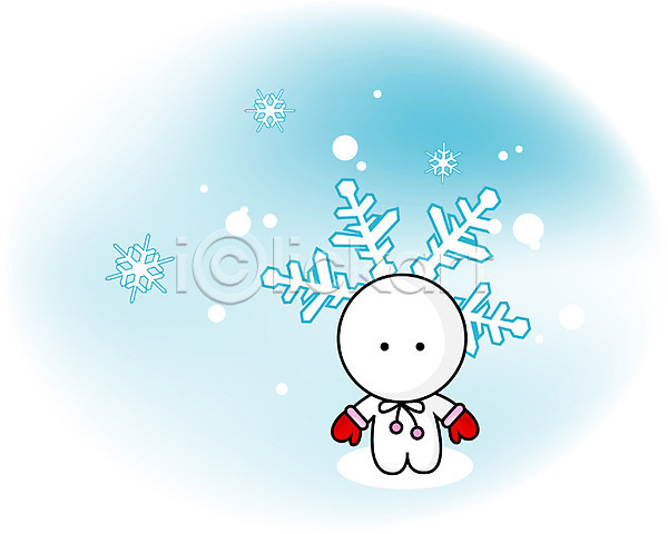 사람없음 EPS 일러스트 겨울 계절 눈(날씨) 눈사람 눈송이 사계절 서기 야외 자연 전신 캐릭터 클립아트