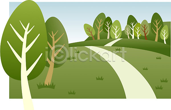 사람없음 EPS 일러스트 계절 길 나무 백그라운드 봄 사계절 야외 자연 주간 초원(자연) 풍경(경치)