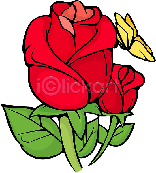 사람없음 EPS 일러스트 곤충 꽃 나비 봄 빨간색 식물 여름꽃 자연 장미 컬러 클립아트