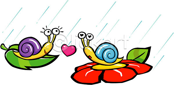 사람없음 EPS 일러스트 계절 꽃 나뭇잎 달팽이(동물) 동물 봄 봄비 비(날씨) 사계절 야생동물 연체동물 잎 클립아트