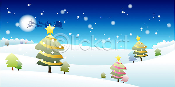 사람없음 EPS 일러스트 겨울 겨울배경 계절 나무 눈(날씨) 백그라운드 사계절 산타클로스 썰매 야간 야외 자연 초원(자연) 크리스마스 크리스마스트리 풍경(경치)
