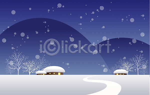 사람없음 EPS 일러스트 겨울 겨울배경 계절 나무 눈(날씨) 달 마을 백그라운드 사계절 야간 야외 자연 주택 초원(자연) 풍경(경치)