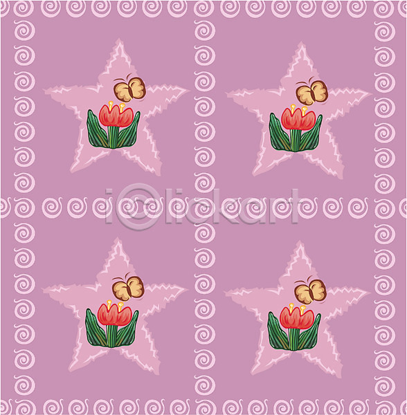 사람없음 EPS 일러스트 꽃 꽃무늬 나비 디자인 무늬 문양 백그라운드 벽지 튤립 패턴 포장지