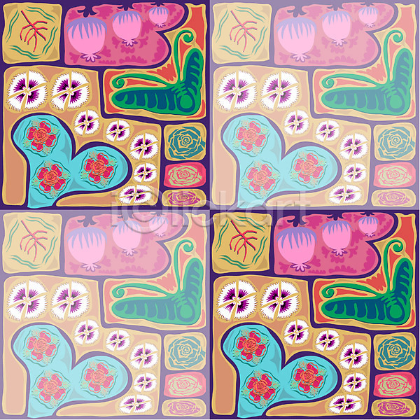 사람없음 EPS 일러스트 꽃 디자인 무늬 문양 백그라운드 벽지 패턴 포장지