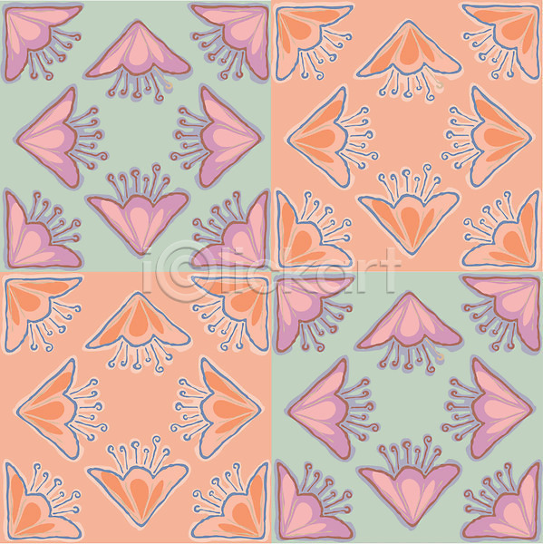 사람없음 EPS 일러스트 꽃 디자인 무늬 문양 백그라운드 벽지 사각무늬 패턴 포장지