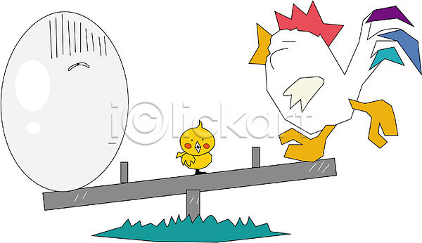사람없음 EPS 일러스트 계란 닭 닭캐릭터 동물 두마리 병아리 새캐릭터 시소 조류 척추동물 치킨 캐릭터 클립아트 파티