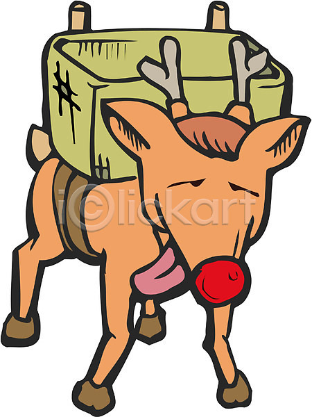 사람없음 EPS 일러스트 기념일 동물 루돌프 바구니 사슴 육지동물 짐 척추동물 크리스마스 클립아트 포유류