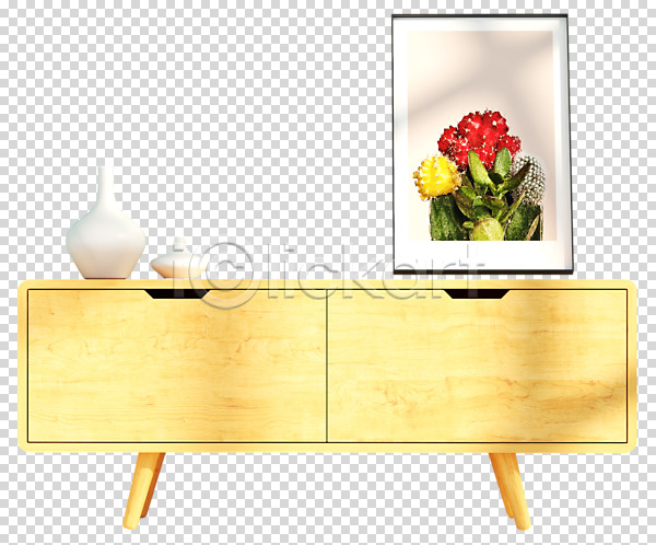 사람없음 3D PNG 디지털합성 편집이미지 꽃병 목재 액자 탁자 편집소스