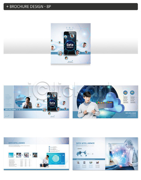20대 30대 남자 서양인 성인 여러명 여자 외국인 한국인 INDD ZIP 인디자인 템플릿 비즈니스맨 비즈니스우먼 빅데이터 스마트폰 태블릿 파란색 팜플렛