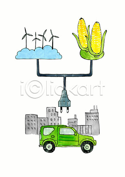 환경보전 사람없음 PSD 일러스트 구름(자연) 그린에너지 그린캠페인 도시 라이프스타일 세계환경의날 수채화(물감) 에코 에코라이프 옥수수 유기농 자동차 자연보호 전기에너지 친환경 콘센트 풍력기 풍력에너지 필환경 환경