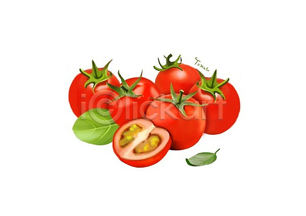 사람없음 PSD 일러스트 건강 건강식품 과채 디테일 방울토마토 슈퍼푸드 식재료 여러개 잎