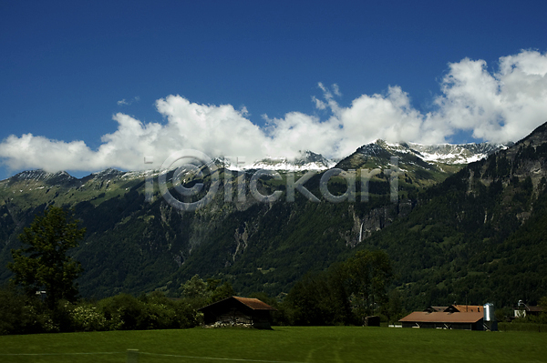 사람없음 JPG 포토 해외이미지 가로 구름(자연) 산맥 스위스 초록색 컬러풀 풍경(경치) 화창