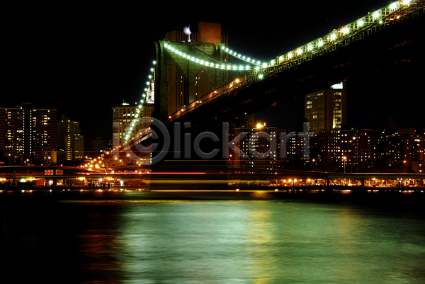 사람없음 JPG 포토 해외이미지 강 건물 다리(건축물) 도시 도시풍경 도심 미국 브루클린 빛 야간 야경 야외
