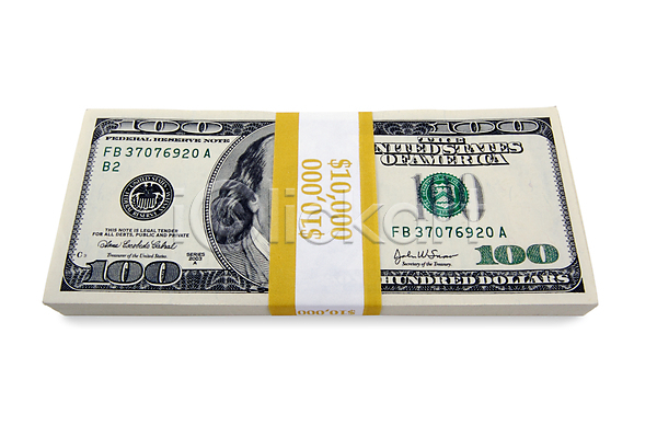 사람없음 JPG 포토 해외이미지 100달러 경제 금융 달러 돈 돈다발 실내 외화 지폐 흰배경