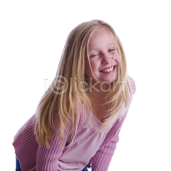 청춘(젊음) 어린이 한명 JPG 포토 해외이미지 바늘땀 분홍색 웃음 히스테리