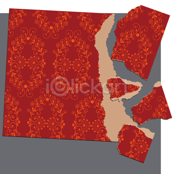 클래식 화려 EPS 일러스트 해외이미지 그래픽 꽃무늬 눈물 모양 백그라운드 벽지 부분 빨간색 장식 종이 찢어짐 추상 판지 패턴 퍼즐