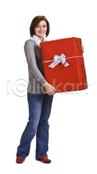 사랑 행복 사람 한명 JPG 포토 해외이미지 고객 고립 구매 긍정 놀람 리본 발렌타인데이 빨간색 상자 생일 서기 선물 쇼핑 제의 주기 청바지 축제 크리스마스 표현 활
