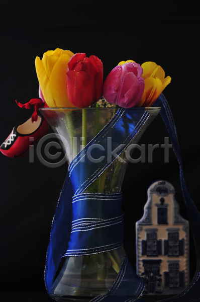 사람없음 JPG 포토 해외이미지 건물 꽃 꽃다발 꽃병 네덜란드 리본 미니어처 빨간색 신발 암스테르담 여행 여행객 전통 주택 튤립 파란색 휴가 흰색