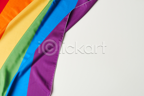 사회이슈 평등 사람없음 JPG 포토 하이앵글 깃발 동성애자 무지개색 성소수자 스튜디오촬영 실내 젠더 천(직물) 흰배경