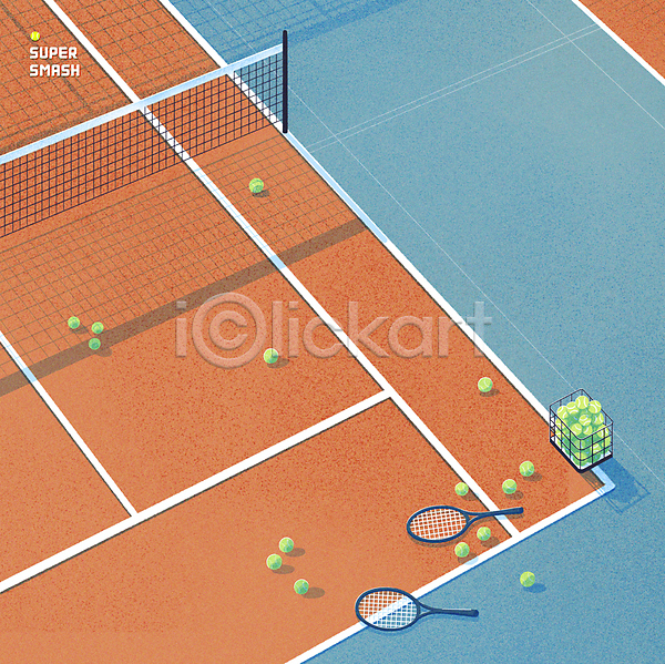 사람없음 PSD 일러스트 네트 바구니 스포츠 테니스 테니스공 테니스라켓 테니스장