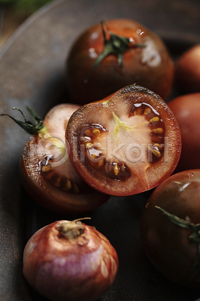 사람없음 JPG 근접촬영 포토 과채 단면 슬라이스 식재료 실내 양파 토마토
