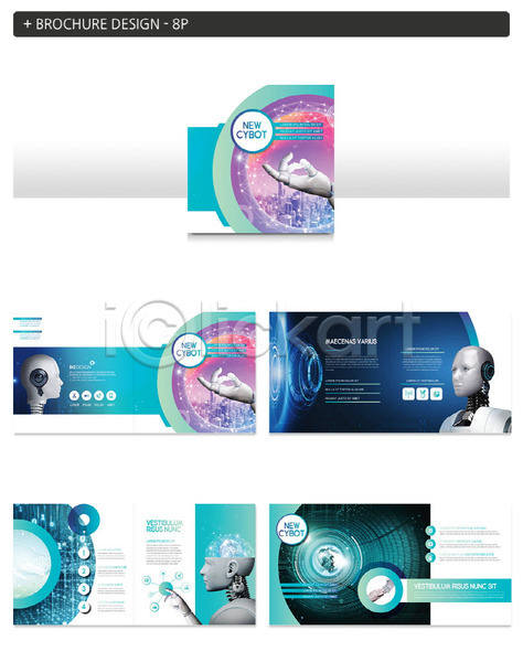 사람없음 INDD ZIP 인디자인 전단템플릿 템플릿 4차산업 AI(인공지능) IT산업 로봇 로봇팔 리플렛 정보기술 파란색 팜플렛