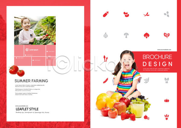 두명 소녀(어린이) 소녀만 어린이 여자 한국인 PSD 템플릿 과일 딸기농장 리플렛 북커버 빨간색 여름(계절) 여름캠프 채소 출판디자인 토마토 팜플렛 표지 표지디자인