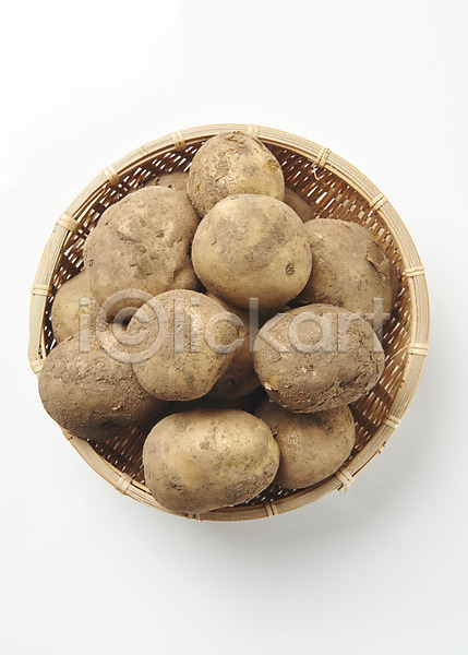 신선 사람없음 JPG 포토 하이앵글 감자 누끼 바구니 스튜디오촬영 식재료 실내 여러개 유기농 채소 플랫레이 흰배경