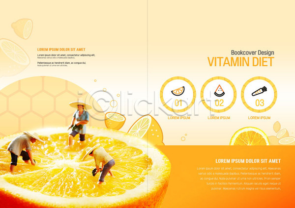 사람없음 PSD 템플릿 건강 과일 내지 다이어트 디톡스 레몬 리플렛 미니어처 북디자인 북커버 비타민C 오렌지 주황색 출판디자인 팜플렛 표지디자인