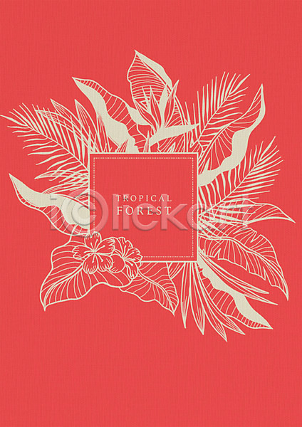 감성 사람없음 PSD 라인일러스트 일러스트 꽃 드로잉 빨간색 사각프레임 식물 잎 프레임