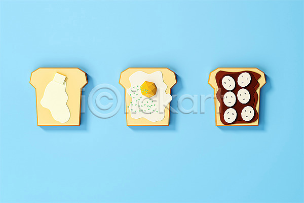 사람없음 3D PSD 디지털합성 편집이미지 3D소스 계란 그래픽 로우폴리 바나나 버터 식빵 오브젝트 초콜릿 토스트 파란색 편집소스 폴리곤