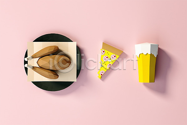 사람없음 3D PSD 디지털합성 편집이미지 3D소스 그래픽 닭다리 로우폴리 맥주 분홍색 오브젝트 치맥 치킨 편집소스 폴리곤 피맥 피자 한조각