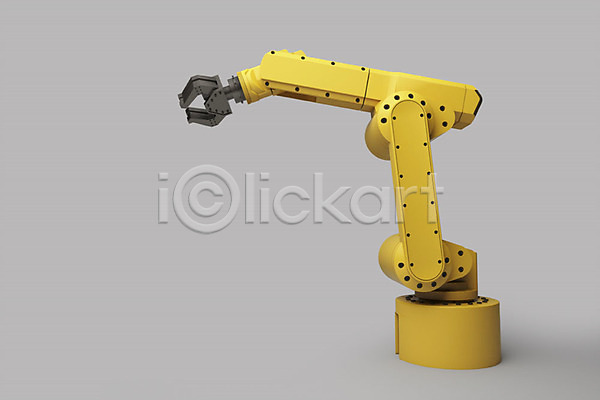 스마트 사람없음 3D PSD 디지털합성 입체 편집이미지 3D소스 공장 로봇팔 산업 산업용로봇 생산라인 설비 오브젝트 자동화 제조 편집 편집소스 한개 회색배경