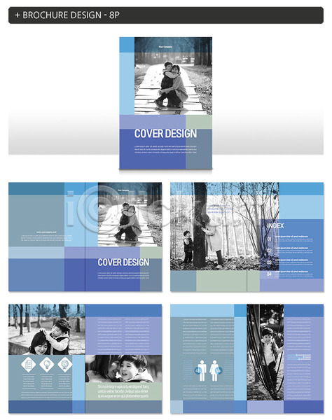 산책 행복 30대 남자 성인 어린이 여러명 여자 한국인 INDD ZIP 인디자인 템플릿 흑백 가을(계절) 가족 공원 모자(엄마와아들) 아들 아사나자세 엄마 파란색 팜플렛