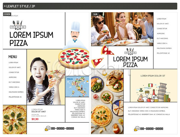 20대 서양인 성인 성인여자만 여러명 여자 외국인 한국인 INDD ZIP 인디자인 전단템플릿 템플릿 리플렛 요리사 음식 전단 포스터 피자