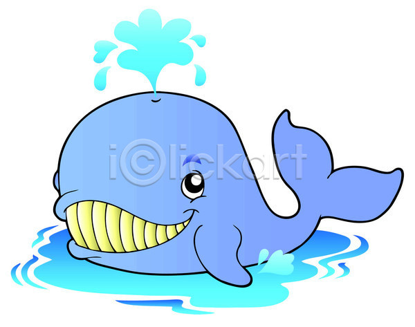 사람없음 EPS 일러스트 해외이미지 고래 물뿜기 파란색 한마리