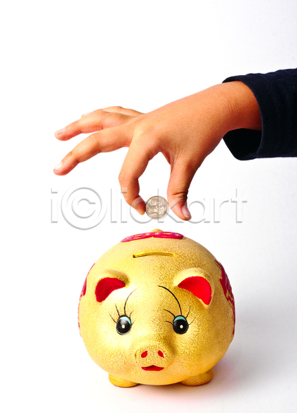 투자 사람없음 JPG 포토 해외이미지 경제 금융 돈 동전 돼지 비즈니스 손 손가락 재산 저축 컨셉 흰색