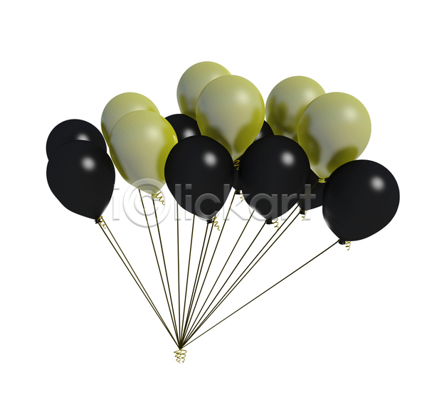 축하 사람없음 JPG 일러스트 포토 해외이미지 검은색 고립 노란색 다발 리본 장식 컬러풀 파티 풍선 헬륨 흰색