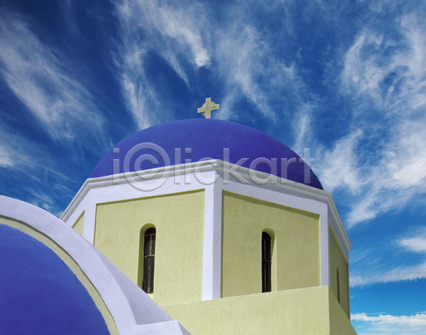 사람없음 JPG 포토 해외이미지 건물 교회 구름(자연) 그리스 산토리니 여름(계절) 자연 파란색 풍경(경치) 하늘
