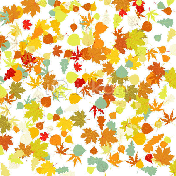 사람없음 EPS 일러스트 해외이미지 가을(계절) 나뭇잎 낙엽 노란색 단풍 은행잎 주황색 패턴 패턴백그라운드