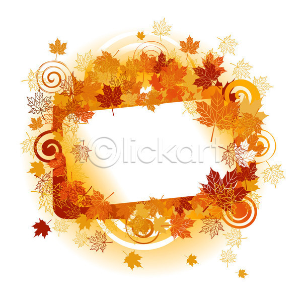 사람없음 EPS 일러스트 프레임일러스트 해외이미지 가을(계절) 낙엽 단풍 소용돌이무늬 주황색 프레임