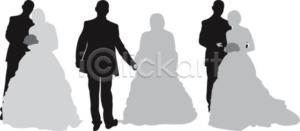 남자 여자 EPS 실루엣 일러스트 해외이미지 가족 검은색 결혼 해외일러스트 휴가 흰색