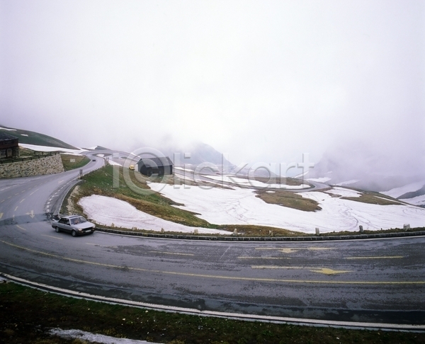 사람없음 JPG 포토 해외이미지 교통시설 구름(자연) 도로 산 안개 알프스 오스트리아 유럽 폭풍