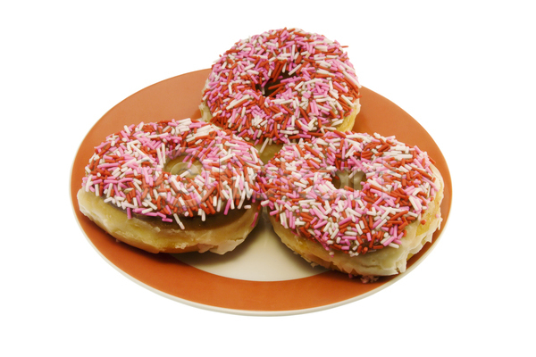 달콤 사람없음 JPG 포토 해외이미지 3 고립 길 도넛 디저트 맛있는 분홍색 빨간색 뿌리기 얼음 음식 자르기 패스츄리 폐기물 해로움 흰색