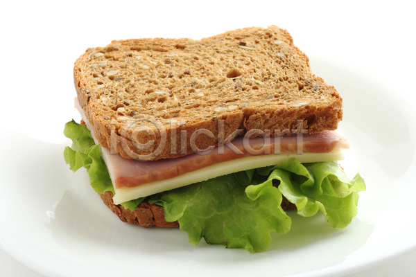 사람없음 JPG 포토 해외이미지 곡물빵 샌드위치 실내 양상추 접시 치즈 햄